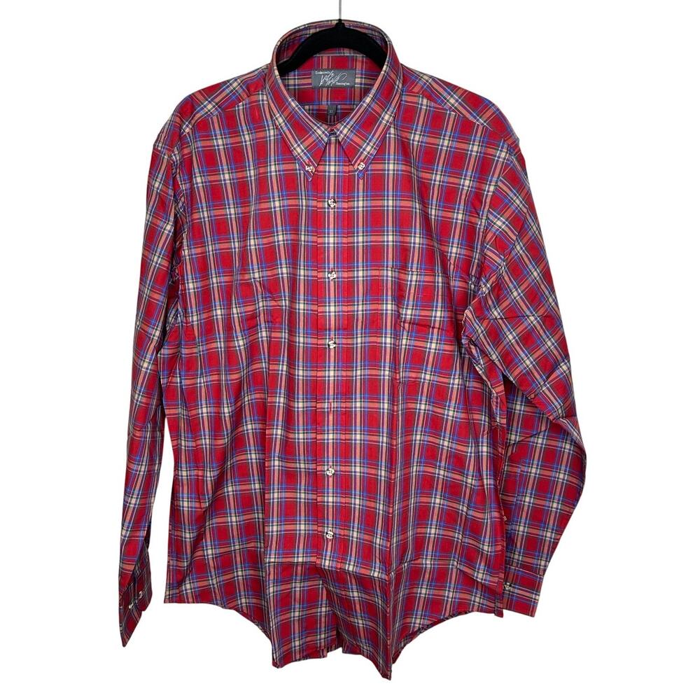 Lord & Taylor Kensington Collection NWOT Red Plaid Button-Up Shirt Casual XL
